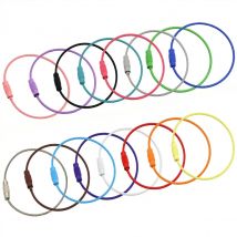 5/10pcs Stainless Steel Wire Keychain Ring Key Keyring Circle Rope Cable Loop Outdoor Camp Luggage Tag Screw Lock Gadget