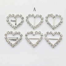 Fashion 10Pcs Silver Color Rhinestone Buckle DIY Metal Sliding Buckle, Bow Headband, Scrapbook Decoration Accessories 17*18MM