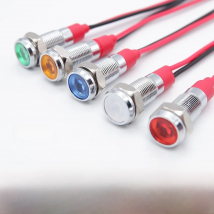 6mm Metal Indicator Light LED Warning Signal Lamp Pilot Wires Switch 3V 5V 12V 24V 220V Red Orange Blue Green White With Wire