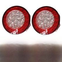 2x E4 95mm High bright Truck Round Tail Lights 12V Red Amber LED Tail Lamp For Trailer Lorry Bus Car Stop Turn Signal Back Light