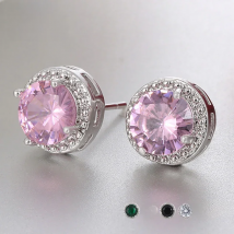 LXOEN Fashion White Clear 8mm Round Cubic Zircon Stud Earrings For Women Wedding Jewelry Trendy Crystal Earrings brinco Gift