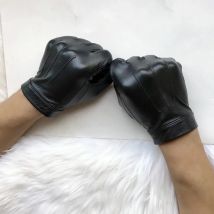 Unlined Gloves Wrist Button Sheep Leather Touch Screen Winter Gloves For Men Black Thin Lining Genuine Leather