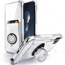 Soft Transparent Phone Case For Samsung S22 Ultra Magnetic Ring Holder Card Slot Cover For Galaxy S24 S23 S25 Plus Note 20 Ultra