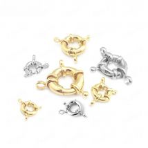 9MM 11MM 13MM 15MM 17MM 18K Gold Color Brass Spring Round Clasps Necklace Connect Clasps Diy Jewelry Making Supplies