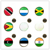 National Flag Brooches Trinidad,Sierra leone,Jamaica,Guyana,Ghana,UK,Libya,Estonia,India Glass Cabochon Collar Pins For Women