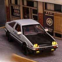 1/32 Initial D AE86 Toy Car Diecast Toyota Miniature Model Pull Back Sound Light Doors Openable Educational Collection Gift Kid