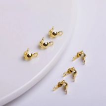 18K Gold Plated Double Cup Bead Tip,Brass Metal 3.2mm Calotte Crimp Bead Tip Knot Cover DIY Jewelry Making Findings Wholesale