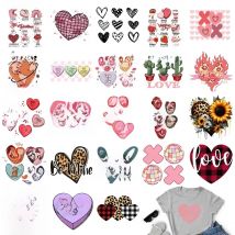 DTF Love Design Fashion Transfer Stitcker T Shirts Hooding Iron On Clothing Heat Print Patch Appliqued Jacket Fashion Leopard