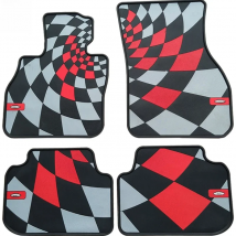 High Quality Rubber material Floor Mat  Red Checkered JCW Style Clubman Mini Cooper Cooper F56 F54 F55 F57 (4PCS/SET)