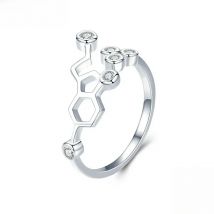 BAMOER Real 925 Sterling Silver Honeycomb Adjustable Finger Rings for Women Clear CZ Ring Wedding Engagement Jewelry Anel SCR433