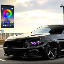 For Ford Mustang 2015 2016 2017 RF Remote Bluetooth APP Multi Color Ultra Bright RGB LED Angel Eyes Halo Rings DRL Boards