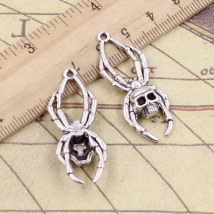 10pcs Charms Skull Spider Halloween 40x16mm Tibetan Bronze Silver Color Pendants Antique Jewelry Making DIY Handmade Craft