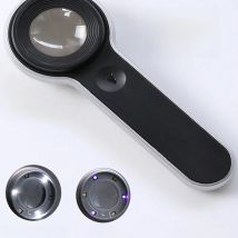 60X Handheld Magnifying Glass USB C Rechargeable 6 LED light Reading 30mm Lens High Magnification circuits jewellery Jade