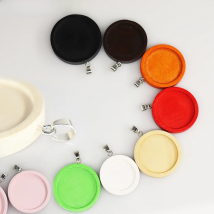 10pcs Wood Cabochon Base Fit 12 20 25 30mm Blank Stainless Steel Clasp Pendant Trays Diy Necklace Making Jewelry Accessories