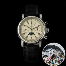 Sugess Men Watch ST1908 Swanneck Movement Mechanical Chronograph Wristwatch Genuine Moonphase Calendar Vintage Leather NEW 2023