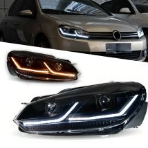 Car Styling Headlights for VW Golf 6 MK6 jetta R20 Black Samurai Style LED Headlight 2009-2012 Head Lamp DRL Signal Projector