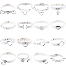 2022Gothic White Leather Choker Female Collar For Women Goth Punk Chain Cross Necklace Sexy Vegan Chocker Festival Girls Jewelry