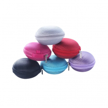 Multi-colore Round Portable Mini Zipper Earphone Case Cute Headphone Hard Bag Box for Data Cable Key Coin SD Card