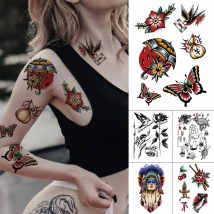 Waterproof Temporary Tattoo Sticker Old School Butterfly Swallow Flash Tattoos Rose Sword Body Art Arm Fake Tatoo Women Men