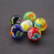 20Pcs 12mm Handmade Glass lampwork beads 3 mix Flower Beads multi- Color  for jewelry making Wholesale and Retail