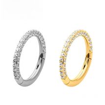 ASTM F136 TItanium Triple Sided Clear CZ Hinged Segment Nose Ring Piercing Ear Daith Helix Lobe Earrings Septum Clicker Piercing