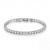 925 Sterling Silver Bracelet  Zircon Chain Bracelet For Women Fashion Simple Engagement Wedding Glamour Jewelry 4MM 17.5CM