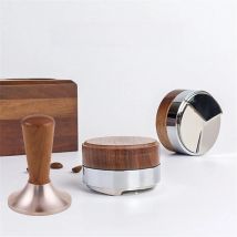 51 53 58.5mm Coffee Tamper Coffee Distributor Tool Walnut Cover Head Espresso Leveler Fits for Portafilter Espresso Hand Tamper