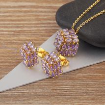 Nidin Licht Luxus trend ige hohle Design zarten Zirkon Schmuck setzt Anhänger Halskette Ohrringe für Frauen Mädchen tägliche Party Geschenke