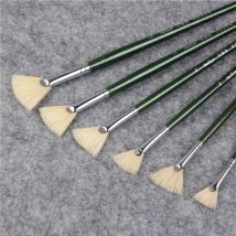 6pcs/Set Hand Drawn Pig Bristle Hair Fan Shape Painting Pen Artist Oil Painting Brushes Art Supplies Stationery Free Shipping