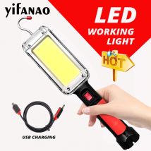 LED Work Light potente lanterna portatile gancio magnete lampada da campeggio COB USB ricaricabile 18650 torcia torcia impermeabile