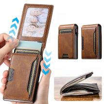 SUTENI PU Leather For Men Wallet Card Slot Wallet Flip Cover card box Pressing The Button Automatically Ejects The Card