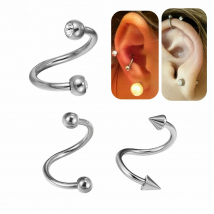 6-12mm 16G Titanium Ear Plug Spiral Barbell Cartilage Earring Body Twist Bar Helix Stud Lip Ring Women Men Jewelry Accessory