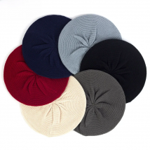 Geebro Women's Casual Plain Color Knit Beret Hat Spring Autumn Thin Acrylic Berets for Women Ladies Artist Beanie Beret Hats