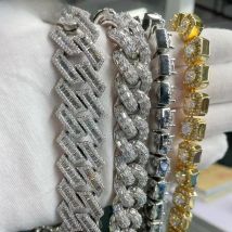 Iced Out Bling 19mm Rectangle CZ Heavy Chunky Cuban Link Chain Necklace Silver Color 5A Zircon Choker Hip Hop Men Women Jewelry