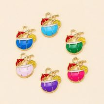 12Pcs 13x15mm 6 Colors Enamel Cute Drinks Juice Charms Pendants for Earrings Necklaces Handmade DIY Jewelry Making Accessories