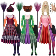 Hocus Pocus Halloween Witch Dress Up Kids Winifred Sanderson Cosplay Costume Fancy Girls Long Sleeve Printed Milk Silk Clothing