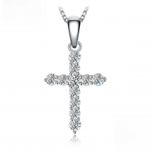 JewelryPalace Cross Sideway 925 Sterling Silver Cubic Zirconia Pendant Necklace for Women Yellow Gold Rose Gold Plated No Chain