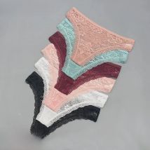 Moonflame 5Pcs Lace Thong For Women Low Rise Soft Intimates Lingerie Sexy Lace Panties Ladies Comfortable Underpants Girls Panty