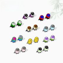 2022 New Arrival Fashion Colorful Pride Parrots Birds Epoxy Stud Earrings Handcraft Acrylic Resin Earrings