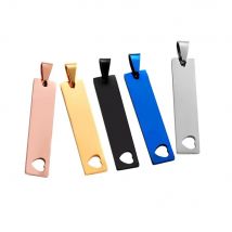 10 PCS Custom Blank ID Dog Tag Heart Necklace Pendant Stainless Steel Men Women Rectangle  Jewelry Gift 5 Colors
