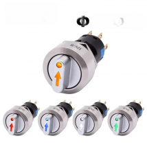 16mm Metal Rotary Selector Switch 2 3 Position On Off 12V Led Red Green Stainless Steel Push Button Switch 1NO1NC Latching SPDT