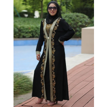 Dubai Arab Islam Abaya Women Muslim Long Dress Sequin Beading Kaftan Robes Elegant Splice Maxi