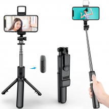 3In1 Bluetooth Wireless Selfie Tripod With Fill Light Shutter Remote Control Portable Foldable Monopod For iPhone Smart Phone