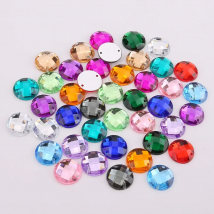 8mm/10mm/12mm/15mm Round Acrylic Flat Back Rhinestone 2 Holes sewing Rhinestone Crystal Beads For DIY Crafts 18 colors choose