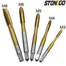 STONEGO 1/5/10PCS filettatura rivestita in titanio trapano metrico HSS6542 rubinetto a vite scanalato a spirale M3/M4/M5/M6/M8