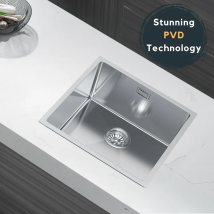 Lavello da cucina in acciaio inossidabile vasca singola 44x44 cm Argento Montaggio superiore/incasso/incasso con kit di scarico senza foro per rubinetto