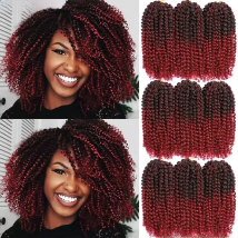 Kinky Curly Crochet Hair 8inch Short Passion Twist Marlybob Crochet Braids Hair Marlybob Jerry Curl Synthetic Curly Hair Bundles