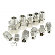 SS 304 Double Ferrule Compression Connector 8mm 10mm 12mm 1/4 1/2 Tube 1/8 1/4" 1/2" Male NPT BSP Stainless Steel Pipe Fitting