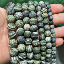 Natural Stone Matte Green Zebra Jaspers Loose Beads for Diy Handmade Bracelet Earrings Jewelry Making 15" Inch 4 6 8 10 12MM