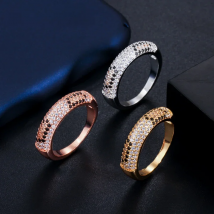 ThreeGraces Shiny Mirco Pave Cubic Zirconia Stone Rose Gold Color Round Engagement Finger Ring Jewelry for Party Women RG094